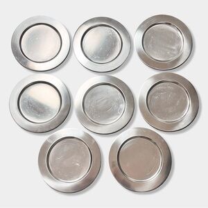 Set 8 Vtg MCM Made in Denmark for Scanmalay Silver Stainless Steel Charger Plate